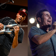 Tom Morello (Prophets of Rage) en Serj Tankian (System of a Down) - Foto's Marnie Joyce en Vladimir Petkov - Wikimedia Commons