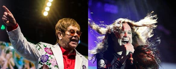 Elton John en Ozzy Osbourne - Foto's: Raph_PH en Harmony Gerber (Wikimedia Commons, CC BY 2.0)