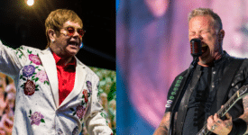 Elton John en James Hetfield (Metallica) - Foto's: Raph_PH en Ralph Arvesen (via Wikimedia Commons, CC BY 2.0)